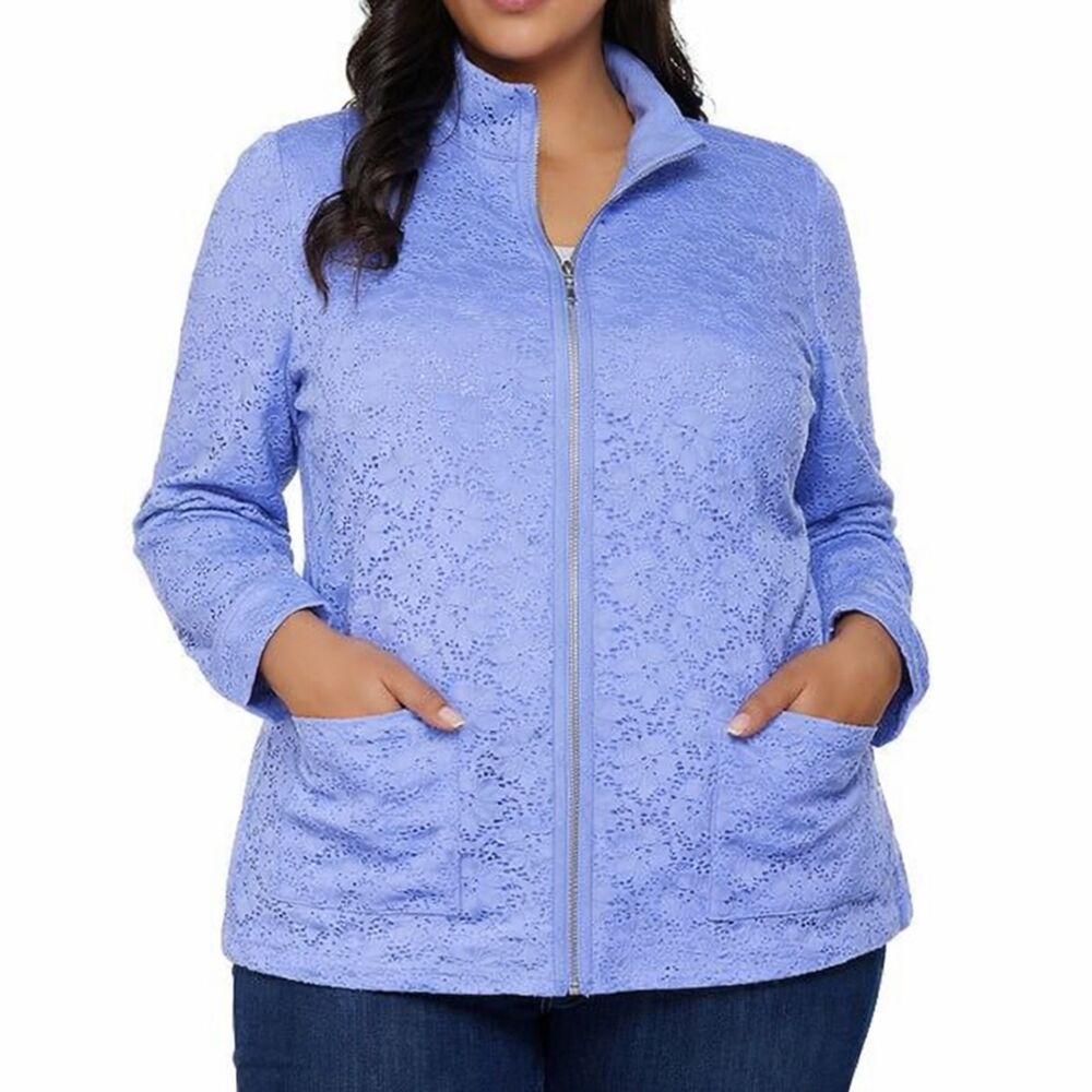 Denim & Co Jacket Size 3X NWOT Lace Lavender Purple